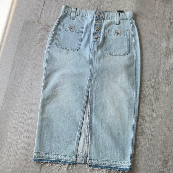 7 For All Mankind Dresses & Skirts - 7 For All Mankind Light Blue Button-Front Denim Skirt, Size 27.
